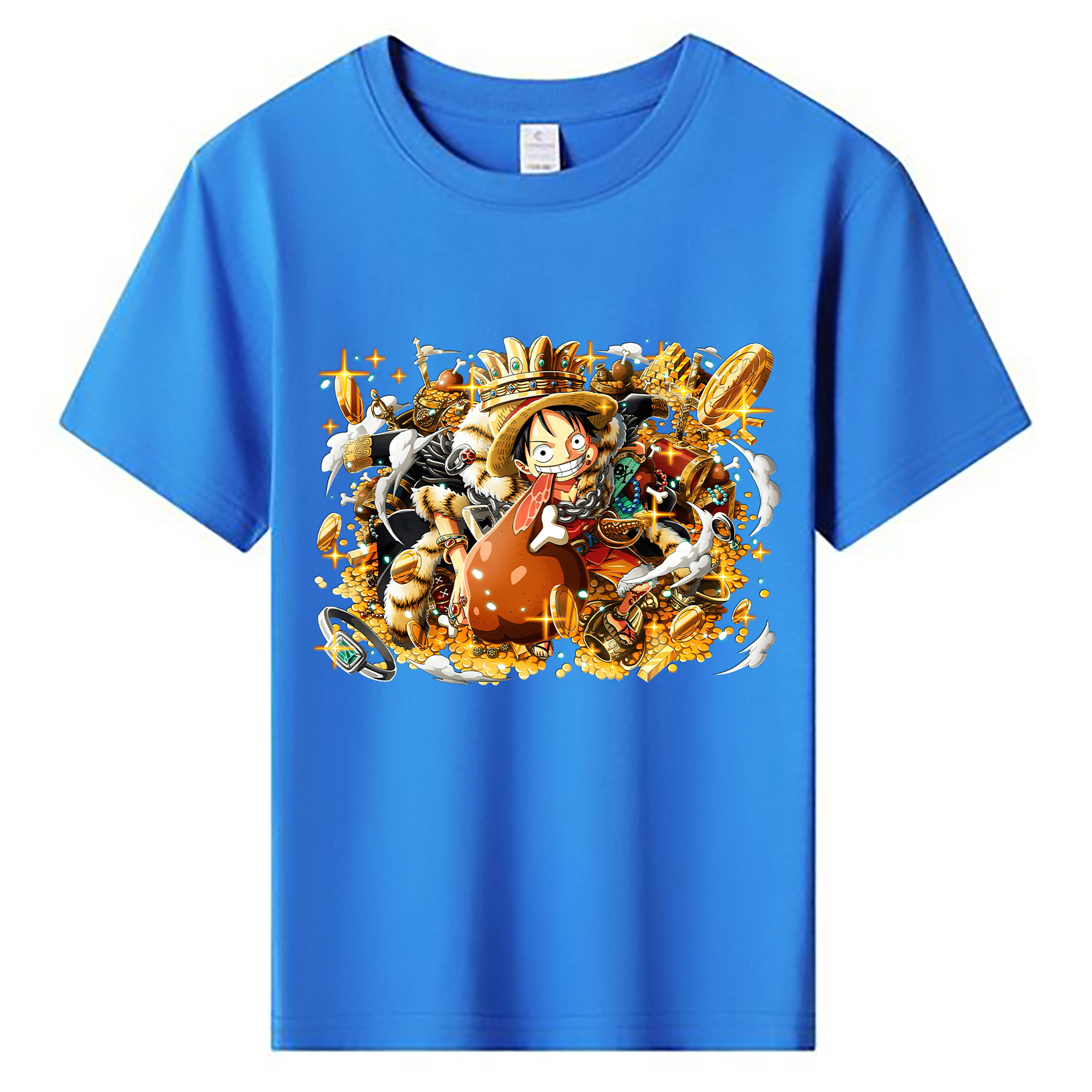 ワンピース モンキー・D・ルフィ ONE PIECE Monkey D. Luffy 綿100％キッズTシャツ（フロントプリント）